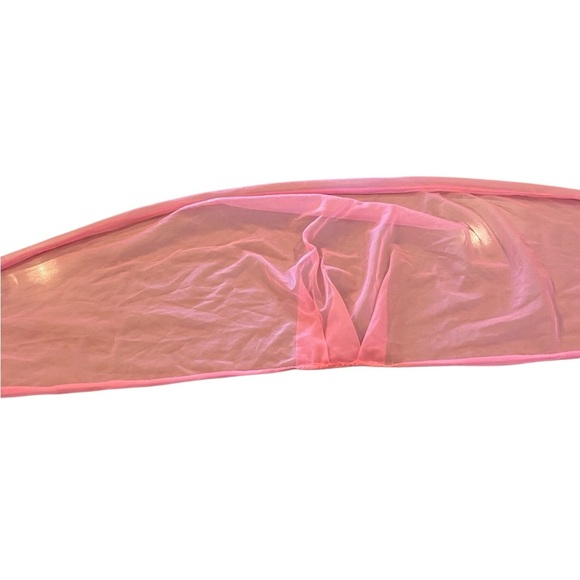 Vintage Sheer Chiffon Pink scarf to protect curlers / curls or boho headscarf - Picture 8 of 8